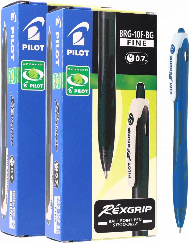 20x Długopis automatyczny Pilot, Rexgrip Begreen, 0.7mm, niebieski