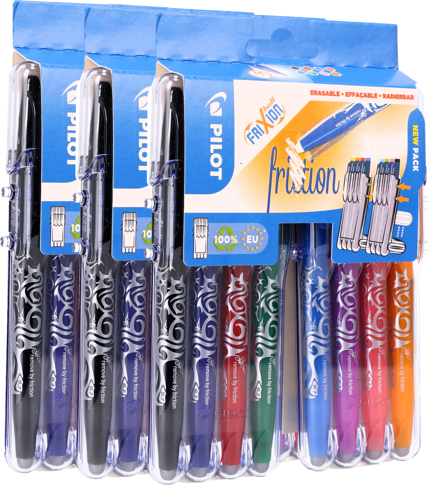 3x Pióro kulkowe wymazywalne Pilot Frixion Ball, 0.7mm, etui, 8 sztuk, mix kolorów