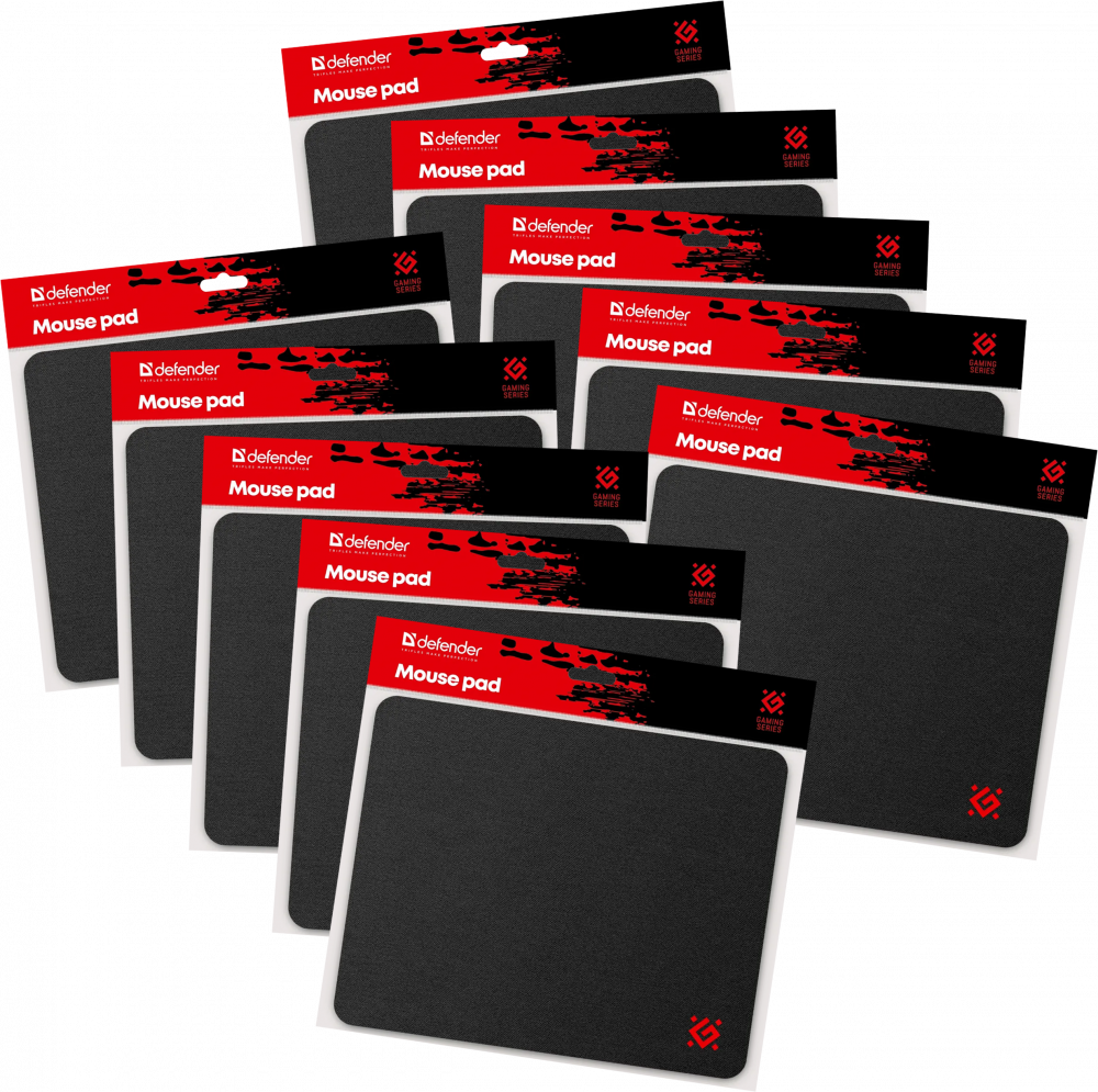 10x Podkładka pod mysz Defender Black, 250x200x3mm, czarny