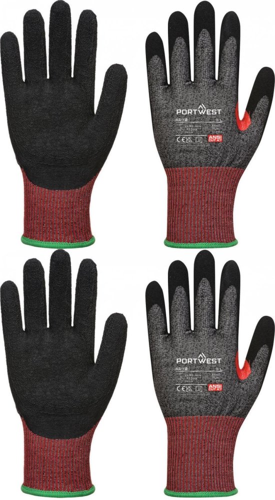 2x Rękawice antyprzecięciowe Portwest A672 CS Cut F13, powlekane nitrylem, rozmiar L, czarny