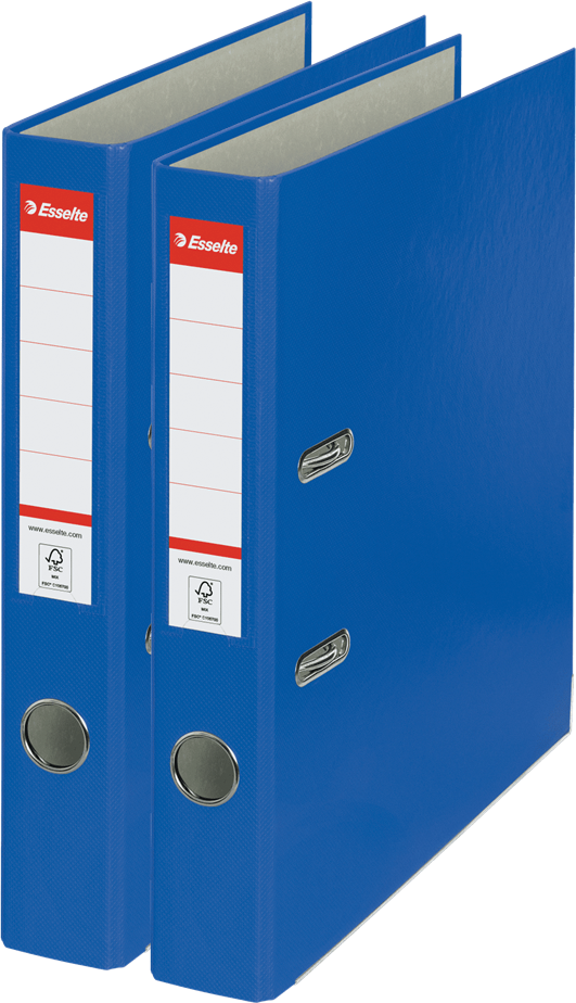 2x Segregator A4 Esselte, 50mm, do 350 kartek, ekonomiczny, niebieski