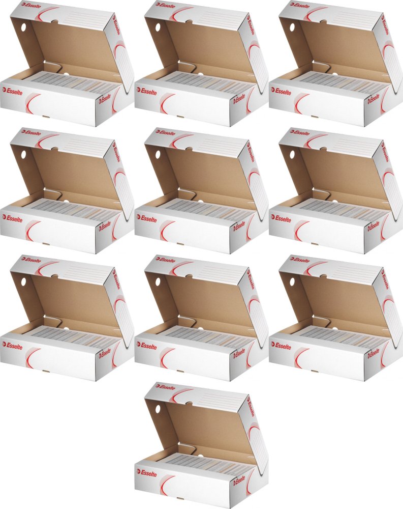 10x Pudło archiwizacyjne Esselte, otwierane z szerszej strony, 80mm, biały