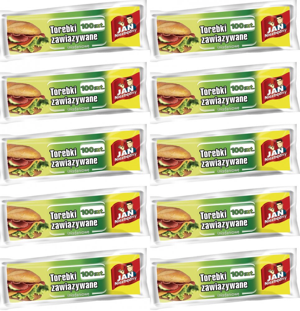 10x Torebki śniadaniowe Jan Niezbędny, zawiązywane 100 sztuk, jasnozielony