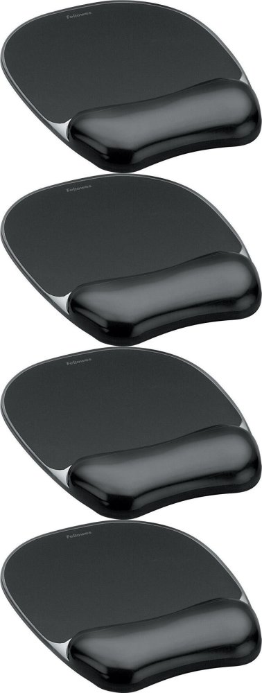 4x Podkładka żelowa pod mysz i nadgarstek Fellowes Crystal, 14x202x230mm, czarny