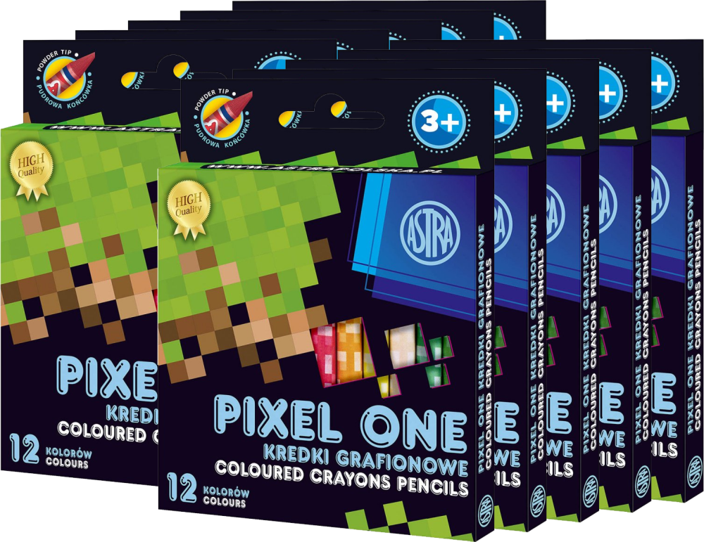 10x Kredki grafionowe okrągłe Astrakids Pixel One, 12 sztuk, mix kolorów