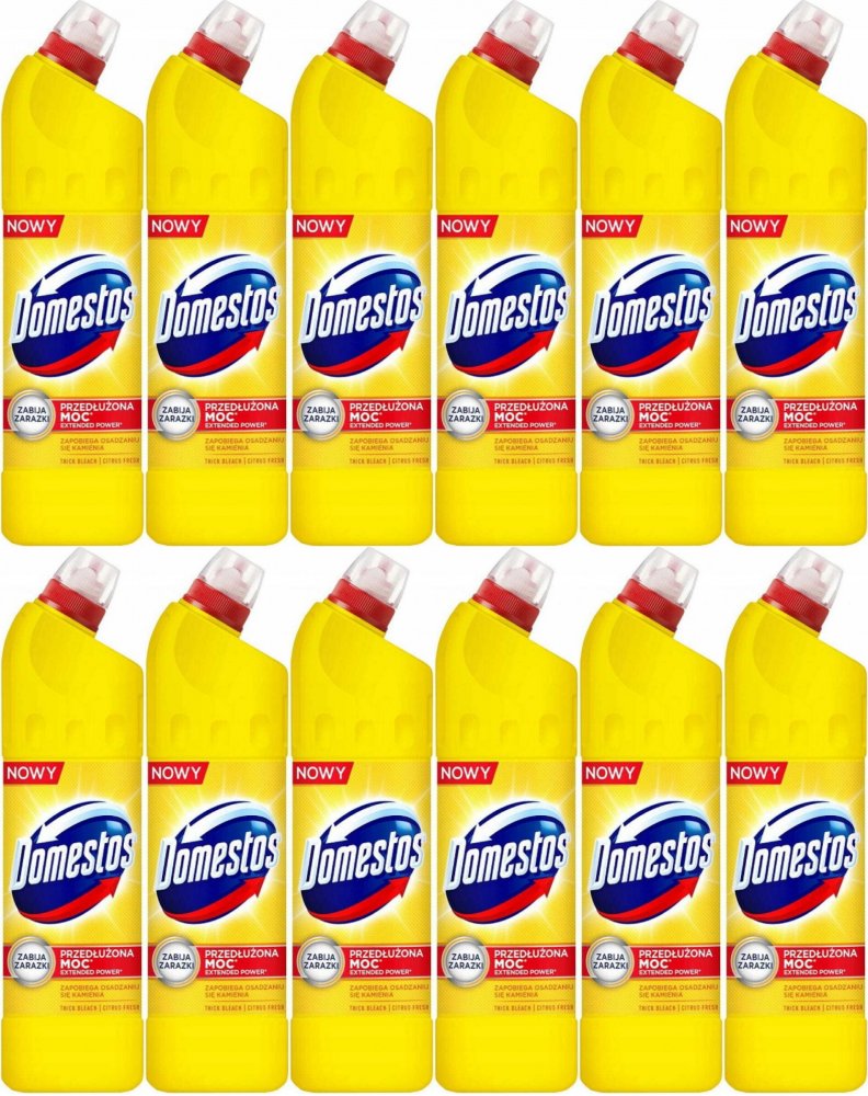 12x Płyn do czyszczenia toalet Domestos Przedłużona Moc, citrus, 1l