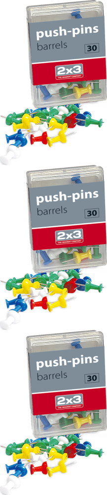 3x Pinezki beczułki 2x3, 30 sztuk, mix kolorów