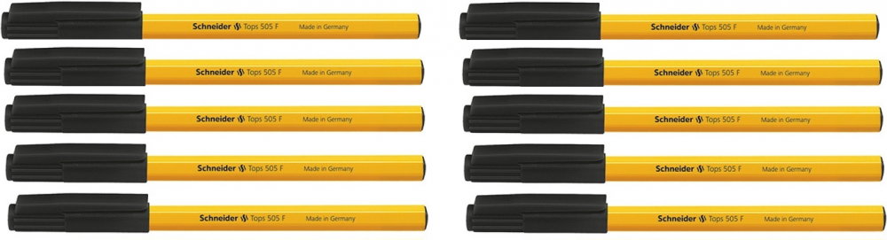 10x długopis Schneider TOPS 505, F, czarny