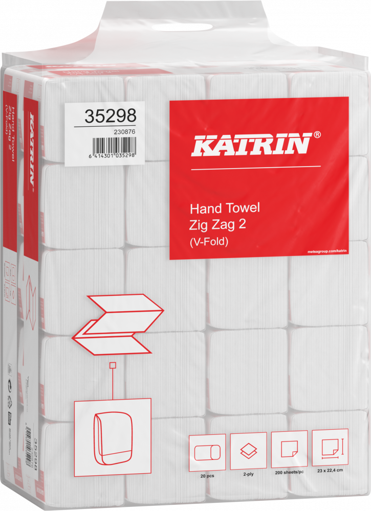 20x Ręcznik papierowy Katrin Classic, dwuwarstwowy, w składce ZZ, 200 składek, biały