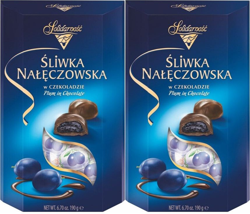 2x Cukierki Śliwka Nałęczowska Solidarność, w czekoladzie, 190g