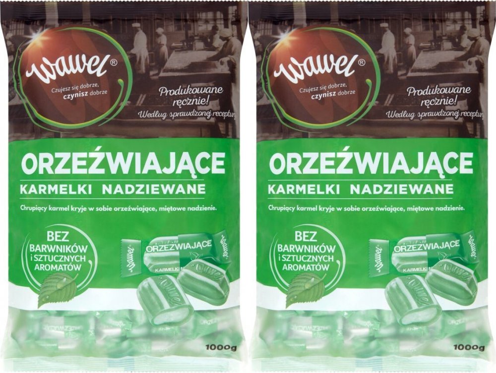 2x Karmelki nadziewane Wawel, Orzeźwiające, miętowe, 1kg