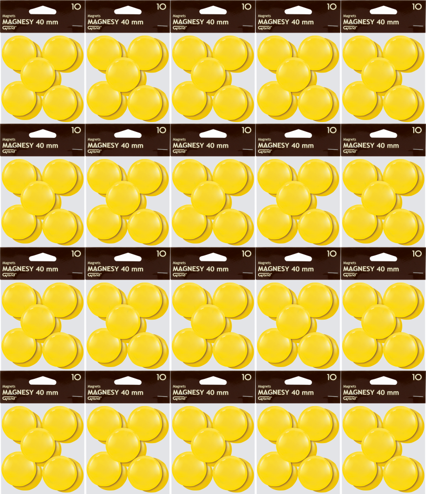 20x Magnes Grand, 40mm, 10 sztuk, żółty