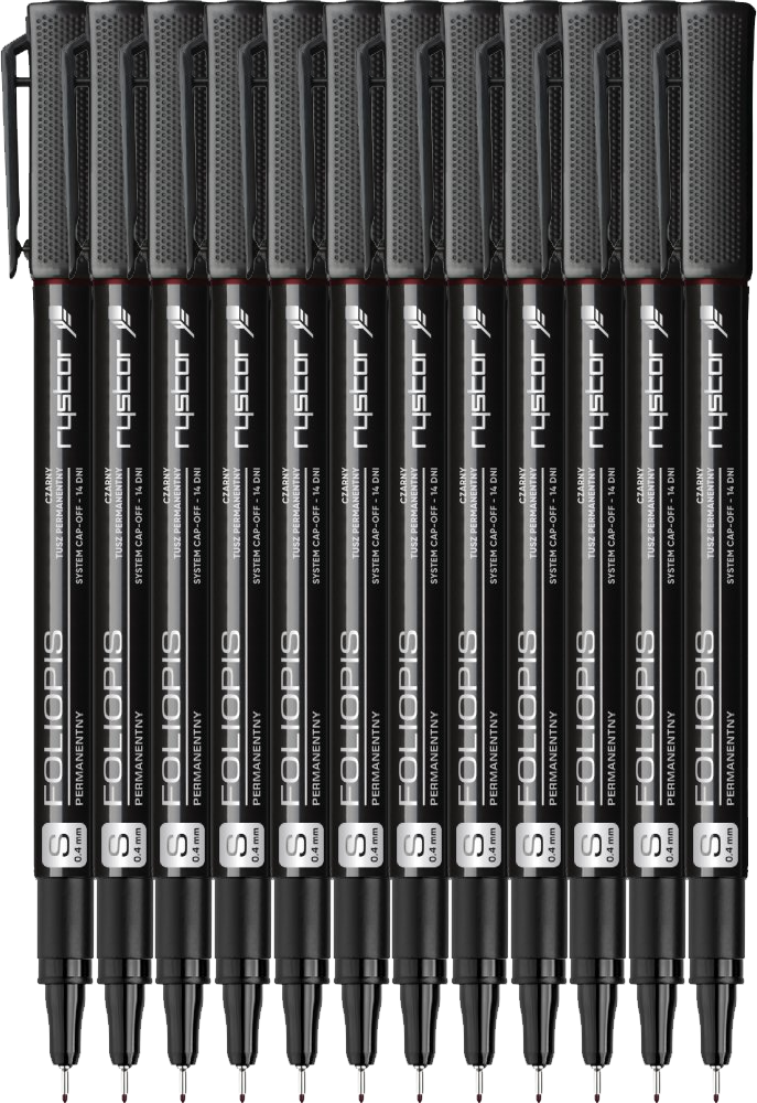 12x Foliopis Rystor, FS, okrągła, 0.4mm, czarny