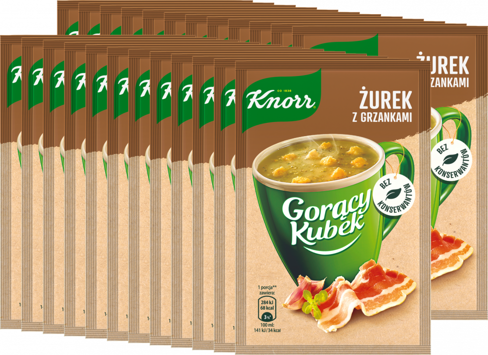 24x Zupa Knorr Gorący Kubek, żurek z grzankami, 17g