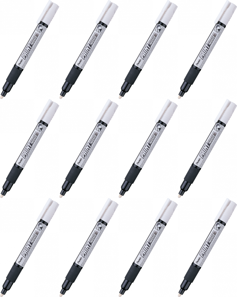 12x Marker olejowy Pentel MMP20, okrągła, 4.6 mm, biały