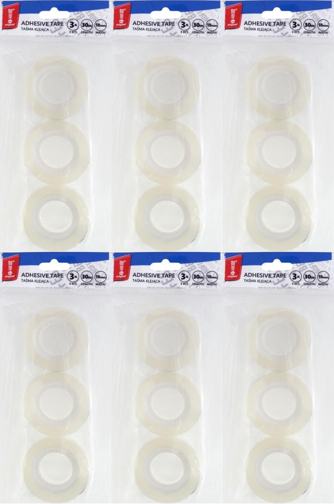 6x Taśma klejąca MemoBe 18mmx30m, 3 sztuk, przezroczysty