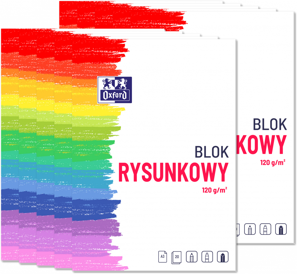 10x Blok rysunkowy Oxford, A3, 20 kartek, biały