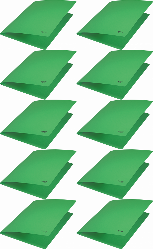 10x Skoroszyt kartonowy Leitz Recycle, A4, do 250 kartek, 275g/m2, zielony