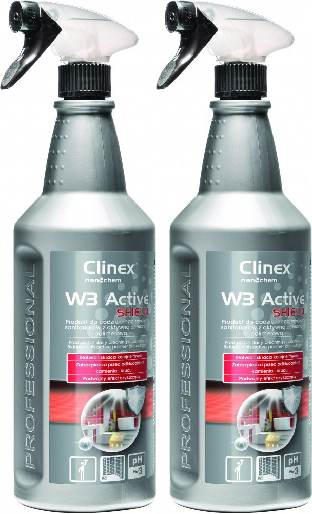 2x Preparat do mycia sanitariatów i łazienek Clinex W3 Active Shield, 1l
