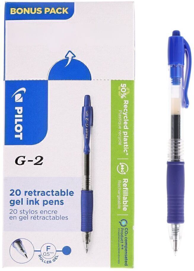 12x Długopis żelowy automatyczny Pilot, G2, 0.5mm, niebieski