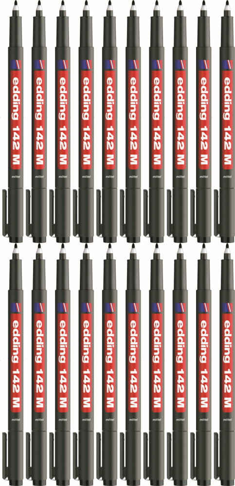 20x Foliopis permanentny edding 142M, okrągła, 1.0mm, czarny