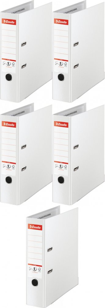 5x Segregator A4 Esselte No.1 Vivida Plus, 80mm, do 600 kartek, biały