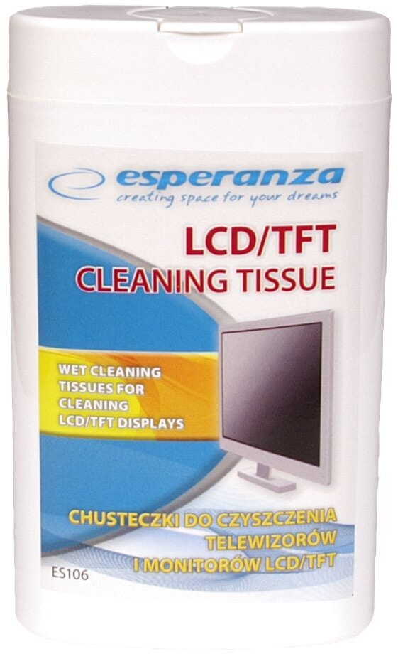 Chusteczki nawilżone do czyszczenia monitorów LCD/TFT Esperanza, 100 sztuk