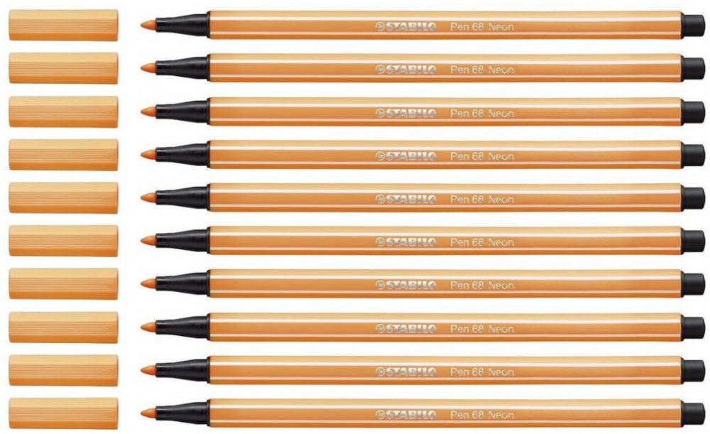 10x pisak Stabilo Pen 68, okrągła, 1mm, pomarańczowy