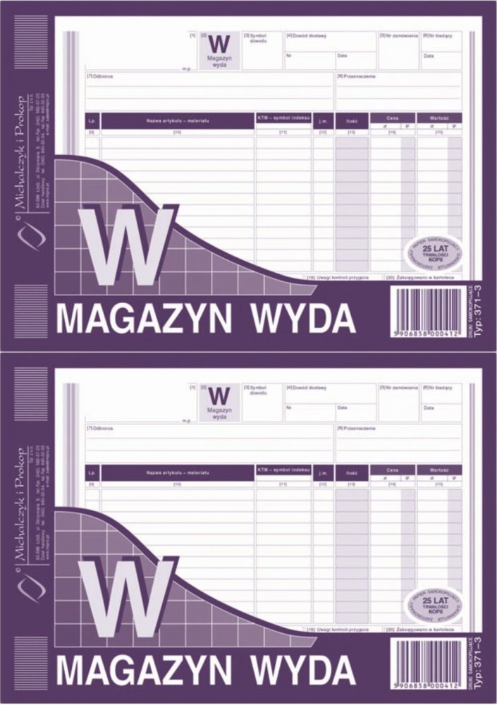 2x Druk akcydensowy W Magazyn wyda MiP 371-3, A5, wielokopia, 80k
