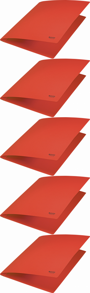 5x Skoroszyt kartonowy Leitz Recycle, A4, do 250 kartek, 275g/m2, czerwony