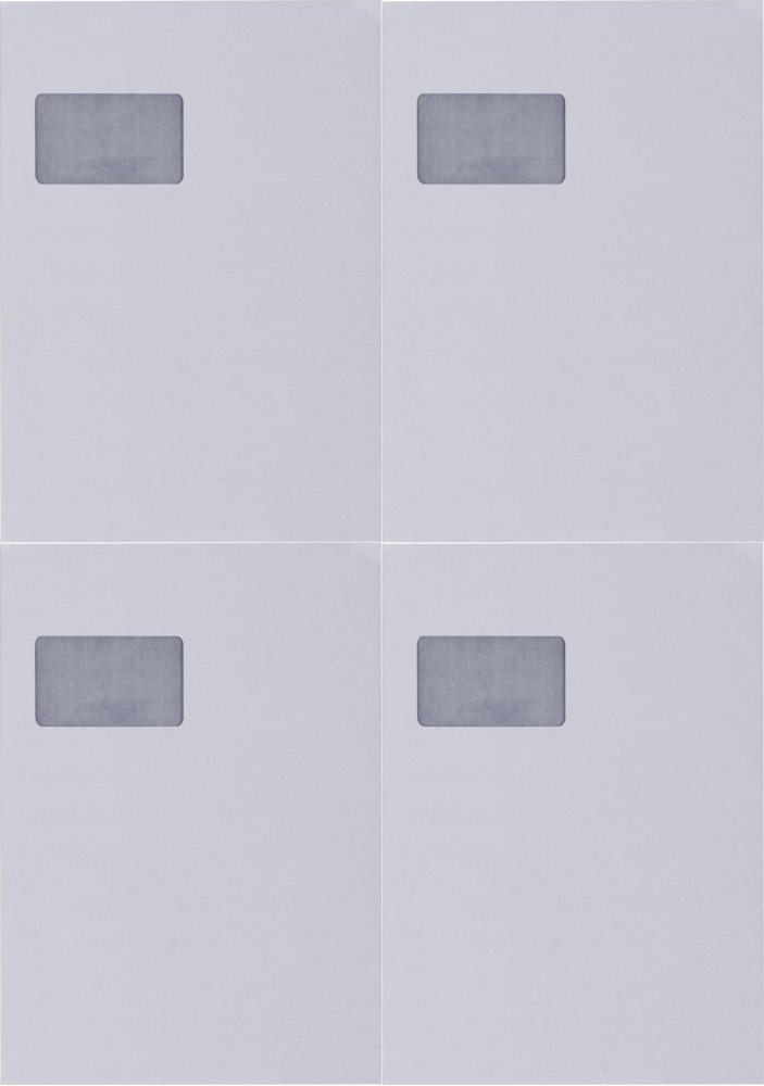 4x Koperta standardowa NC, C4, samoklejąca SK, okno lewe, 250 sztuk, biały