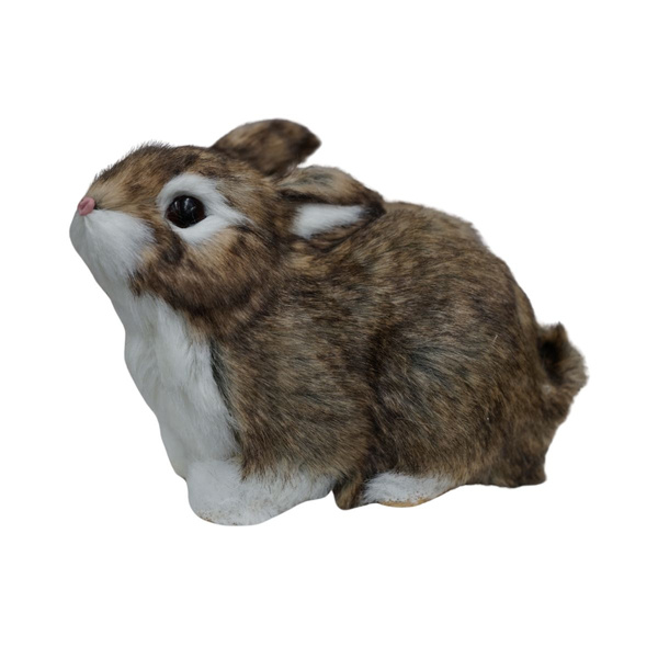 Figurka Zając siedzący brązowe futerko 15 cm