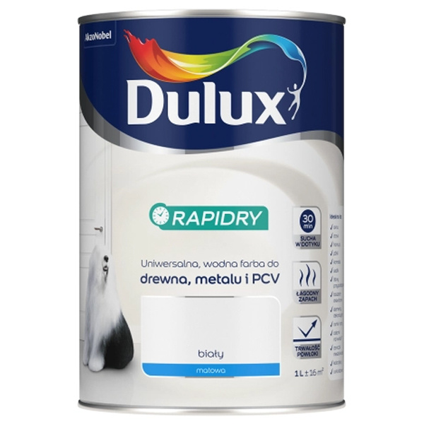 Dulux do drewna i metalu RAPIDRY Biały 1L matowa
