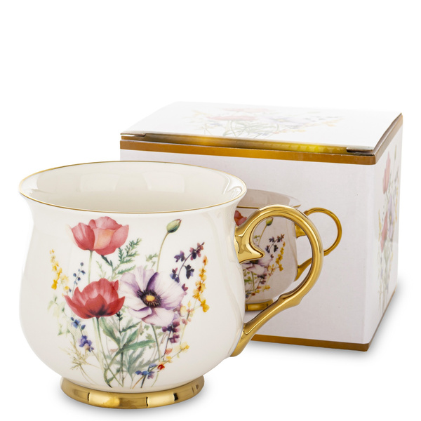 Kubek na stopce w maki ze złotym uchem 430ml