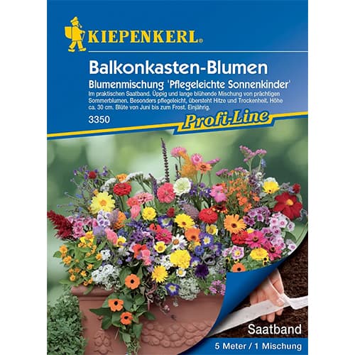 1 szt, Blumenmischung Balkonkasten-Blumen Pflegeleichte Sonnenkinder, Saatband - Samen: Ilość w opakowaniu: 1 Stück