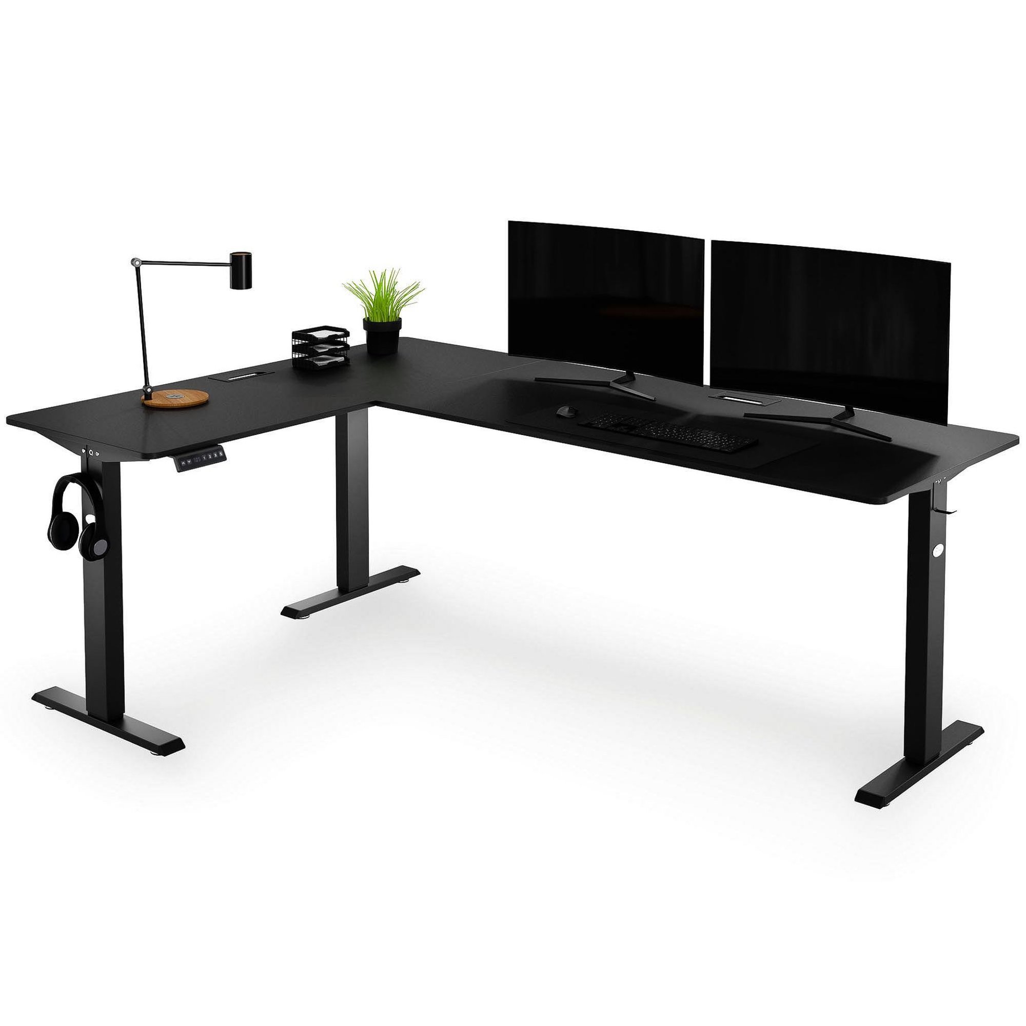 Höhenverstellbarer Eckschreibtisch elektrisch links 192 x 137 x 65 cm Trani - schwarz