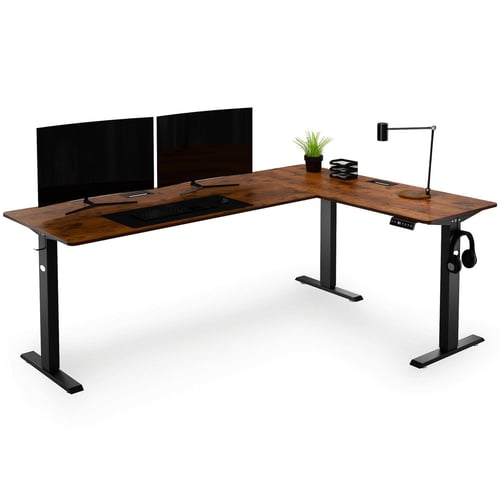 Rohový psací stůl Trani 192 × 137 cm hnědý pravostranný