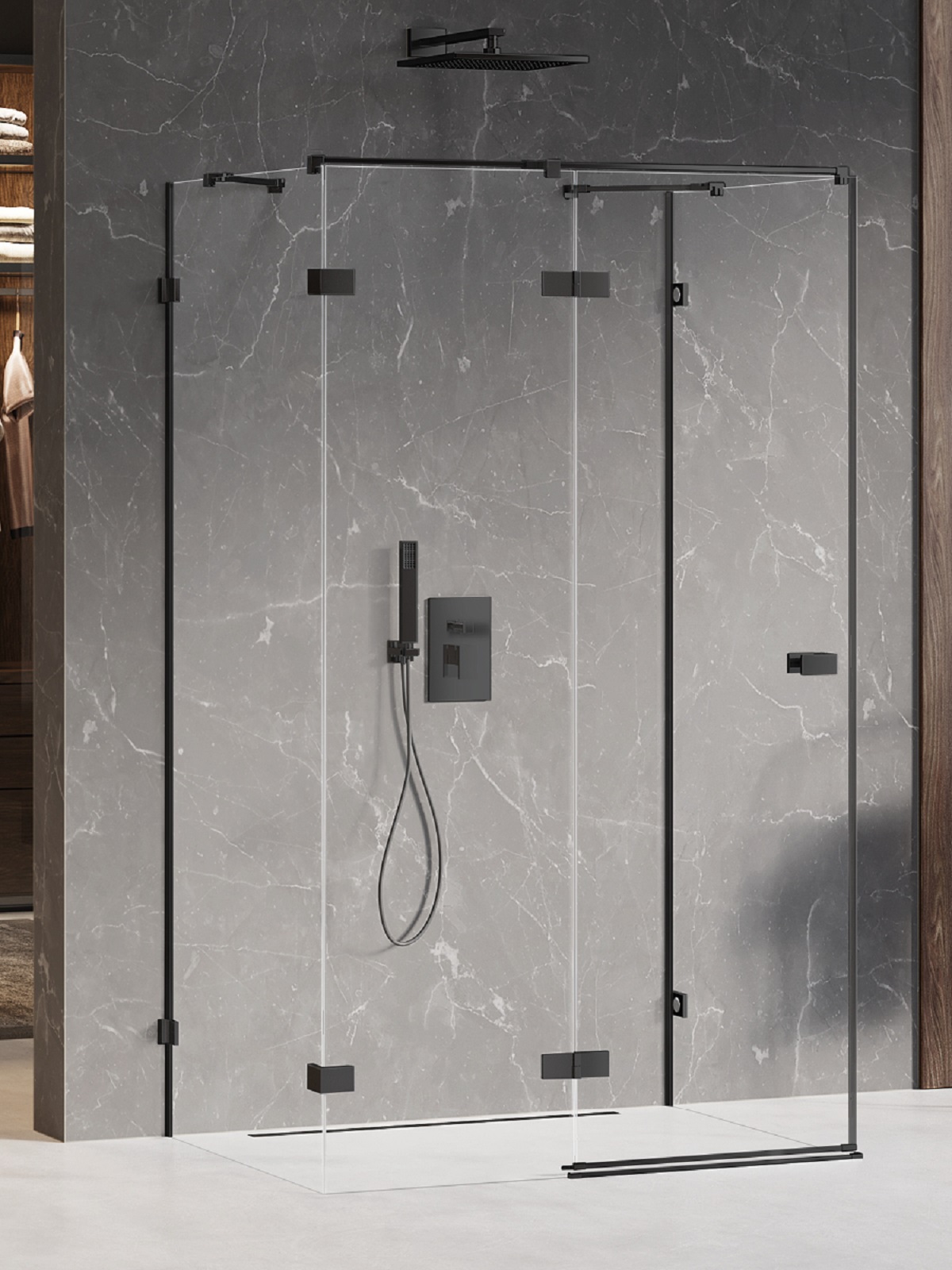 New Trendy Avexa Black kabina prysznicowa 80x70 cm prostokątna lewa czarny mat/szkło przezroczyste EXK-2595