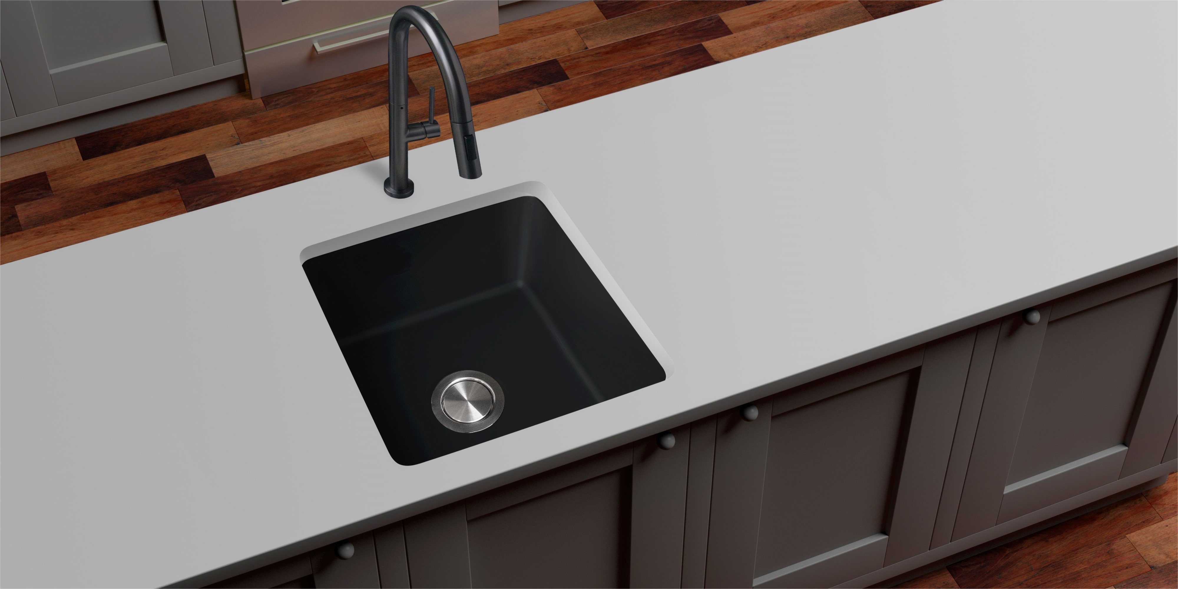 Berg Klio zlewozmywak ceramiczny 45x45 cm czarny bazalt BRK19CM