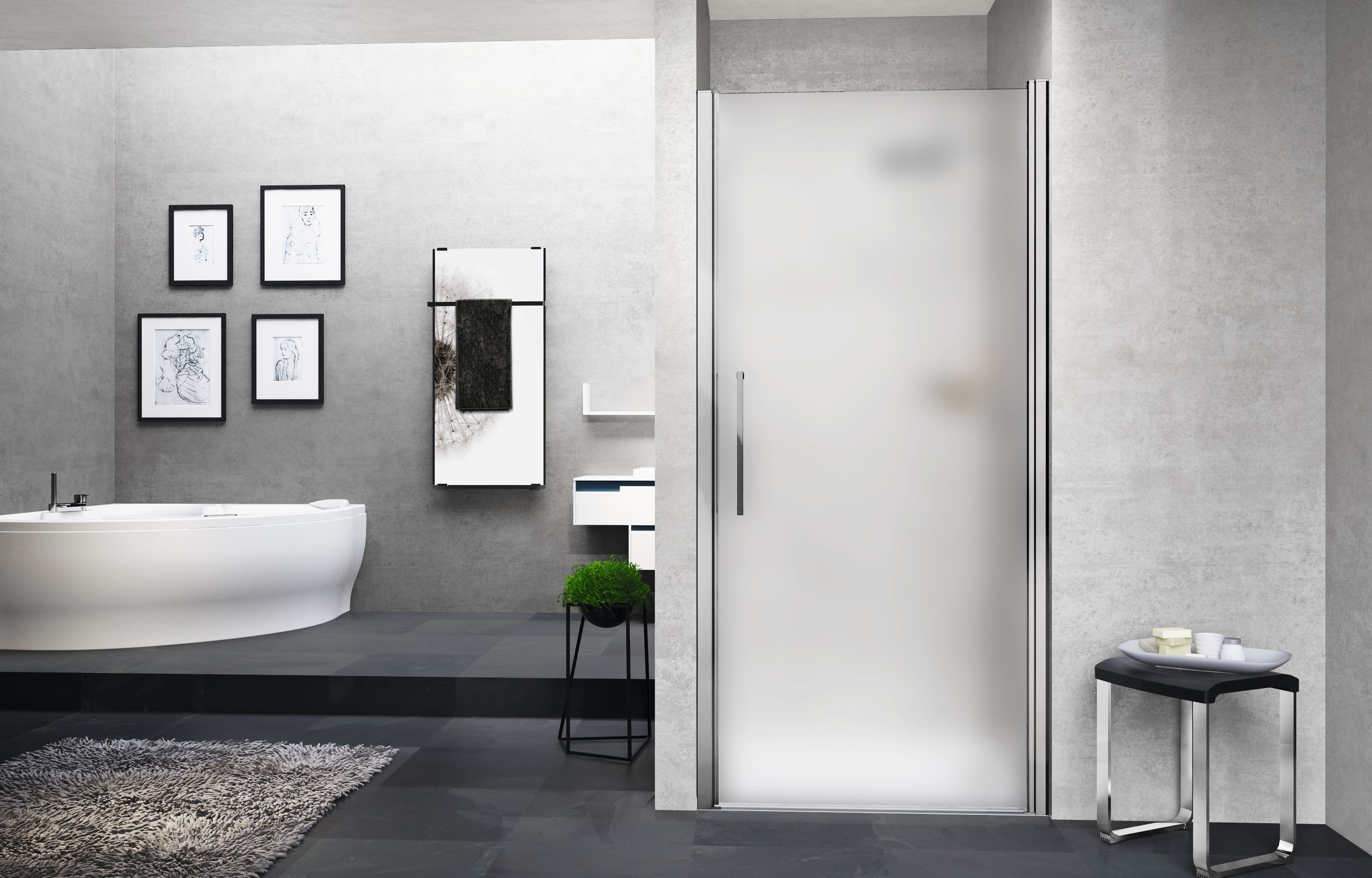 Novellini Young 1B drzwi prysznicowe 79 cm chrom/szkło satynowe Y21B79-4K