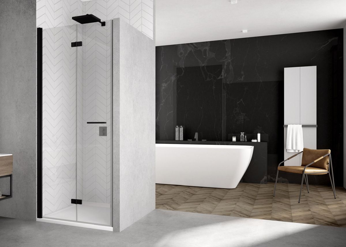 Ronal Solino drzwi prysznicowe 100 cm lewe czarny mat/szkło przezroczyste SOLF1G1000607