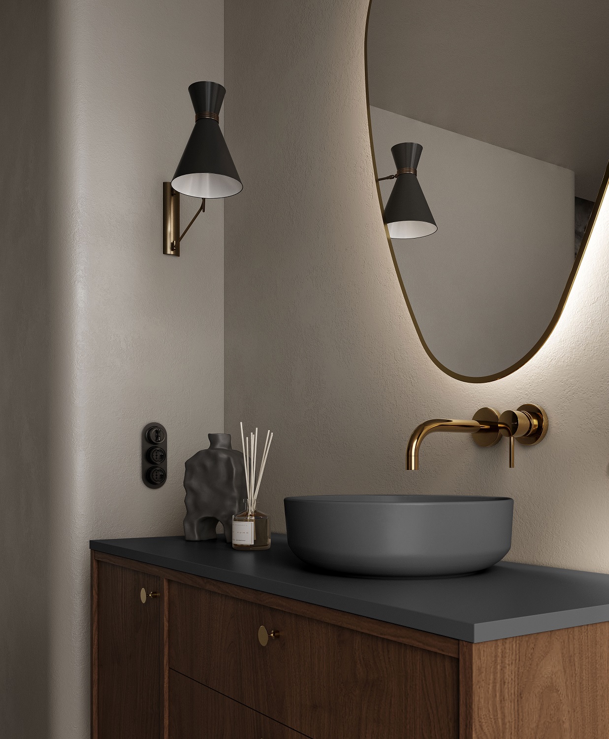 Elita Lorca umywalka 41,5x41,5 cm okrągła nablatowa anthracite matt RE040420046010