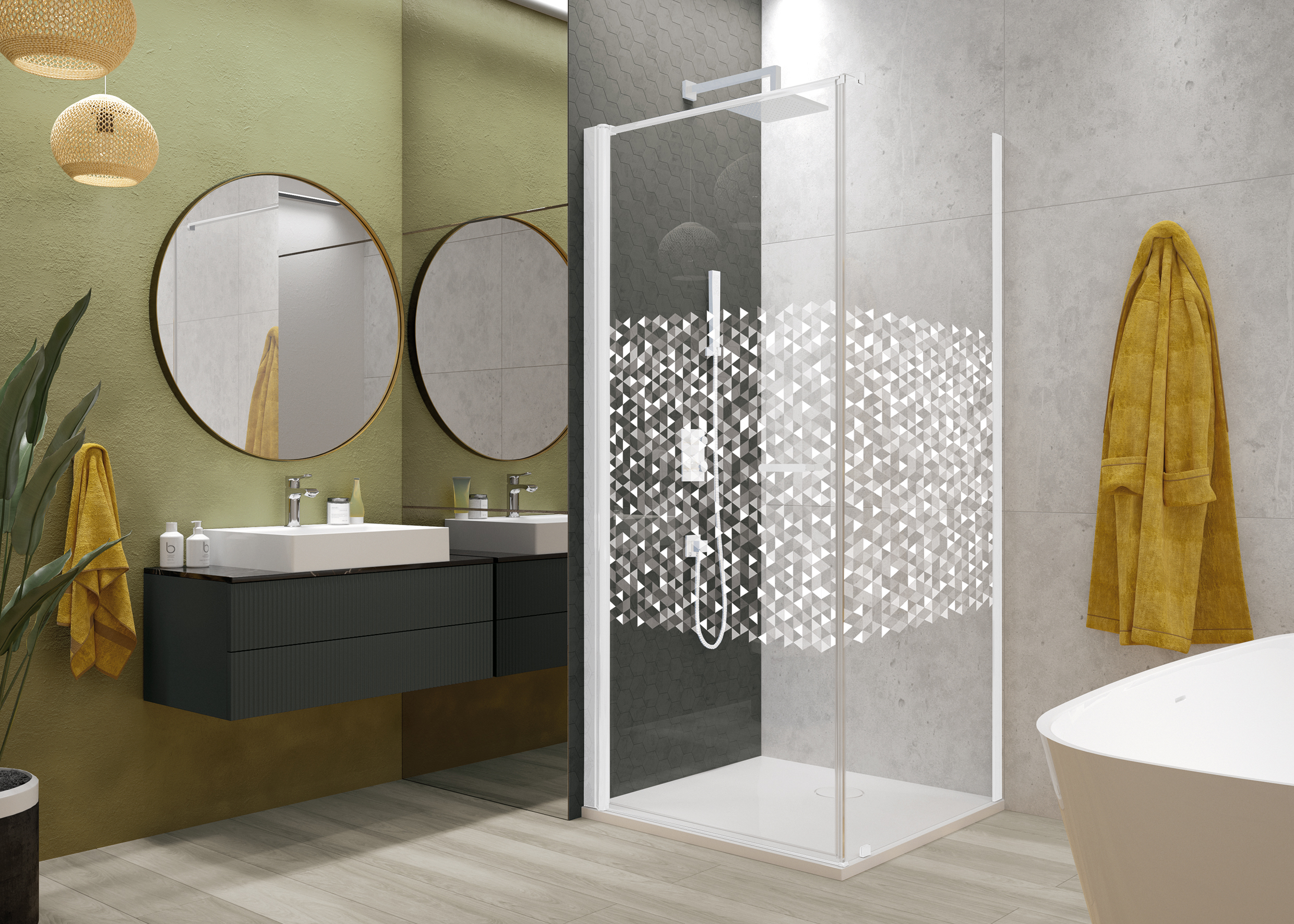 Sanplast Exa Line drzwi prysznicowe z profilem 70 cm uchylne biały mat/szkło ze wzorem 600-540-0710-24-151