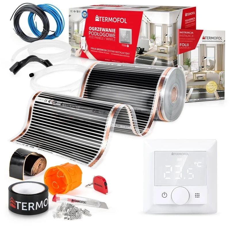 Termofol TF folia grzewcza 1 m2 140W/m2 z akcesoriami i termoregulatorem TF-H5 białym TF305.140.H5.10