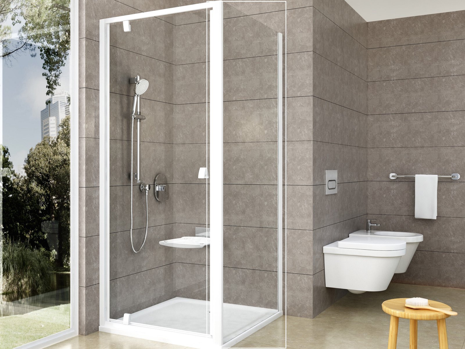 Ravak Pivot PPS-100 ścianka prysznicowa 100 cm stała biały/szkło przezroczyste 90GA0100Z1