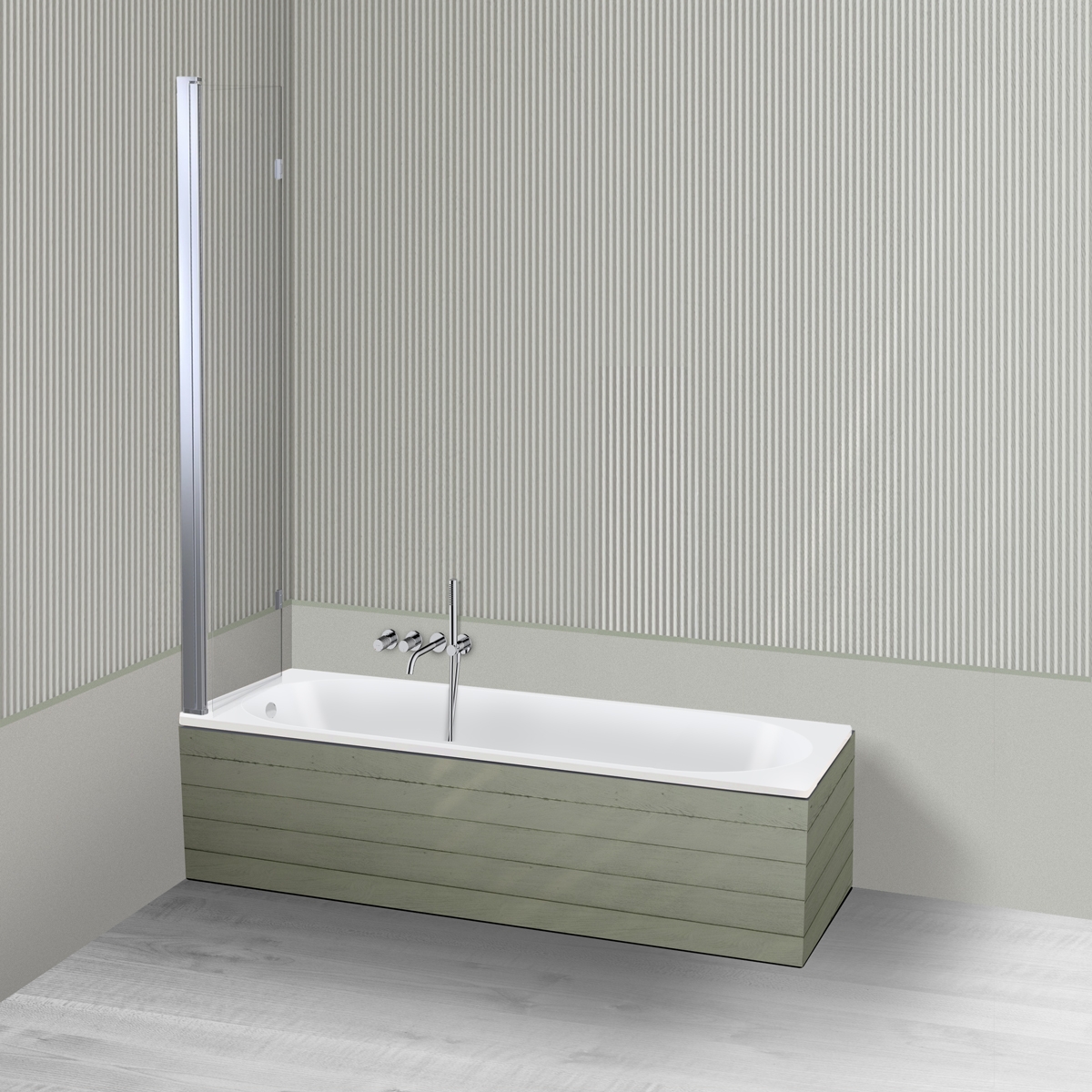 Oltens Lykke Sela zestaw wanna prostokątna 160x70 cm akrylowa biała z parawanem nawannowym 115 cm 2-częściowy chrom 18011000 - Wysyłka w 24h