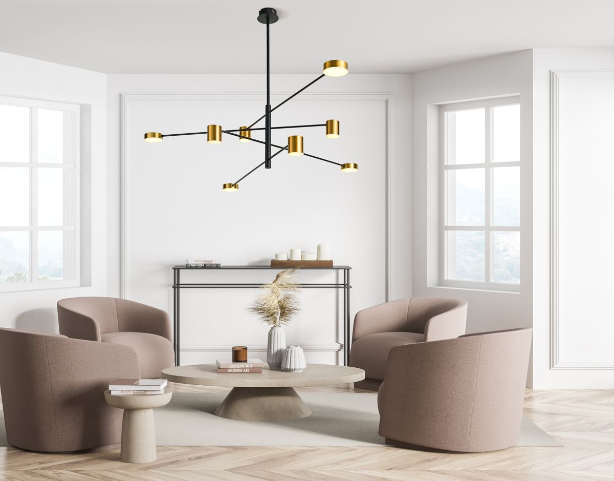 Italux Remdal lampa podsufitowa 8x36 W czarna/złota PND-16374-8-BK-GD-3K