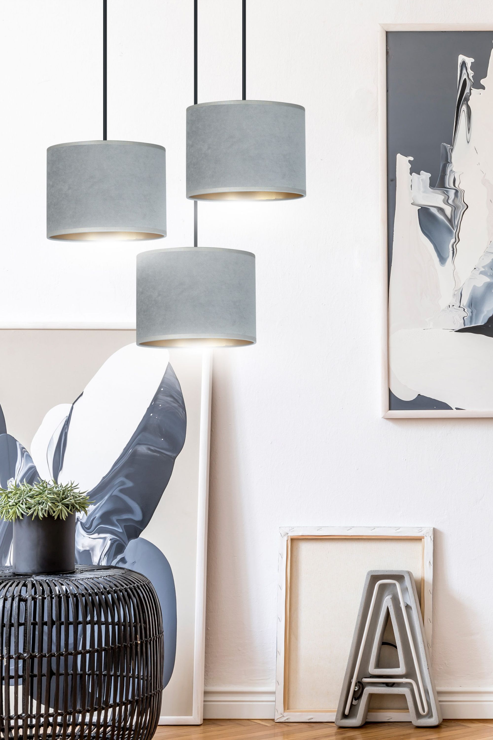 Emibig Hilde lampa wisząca 3x15 W czarna-złota-szary/popielaty 1050/3PREM