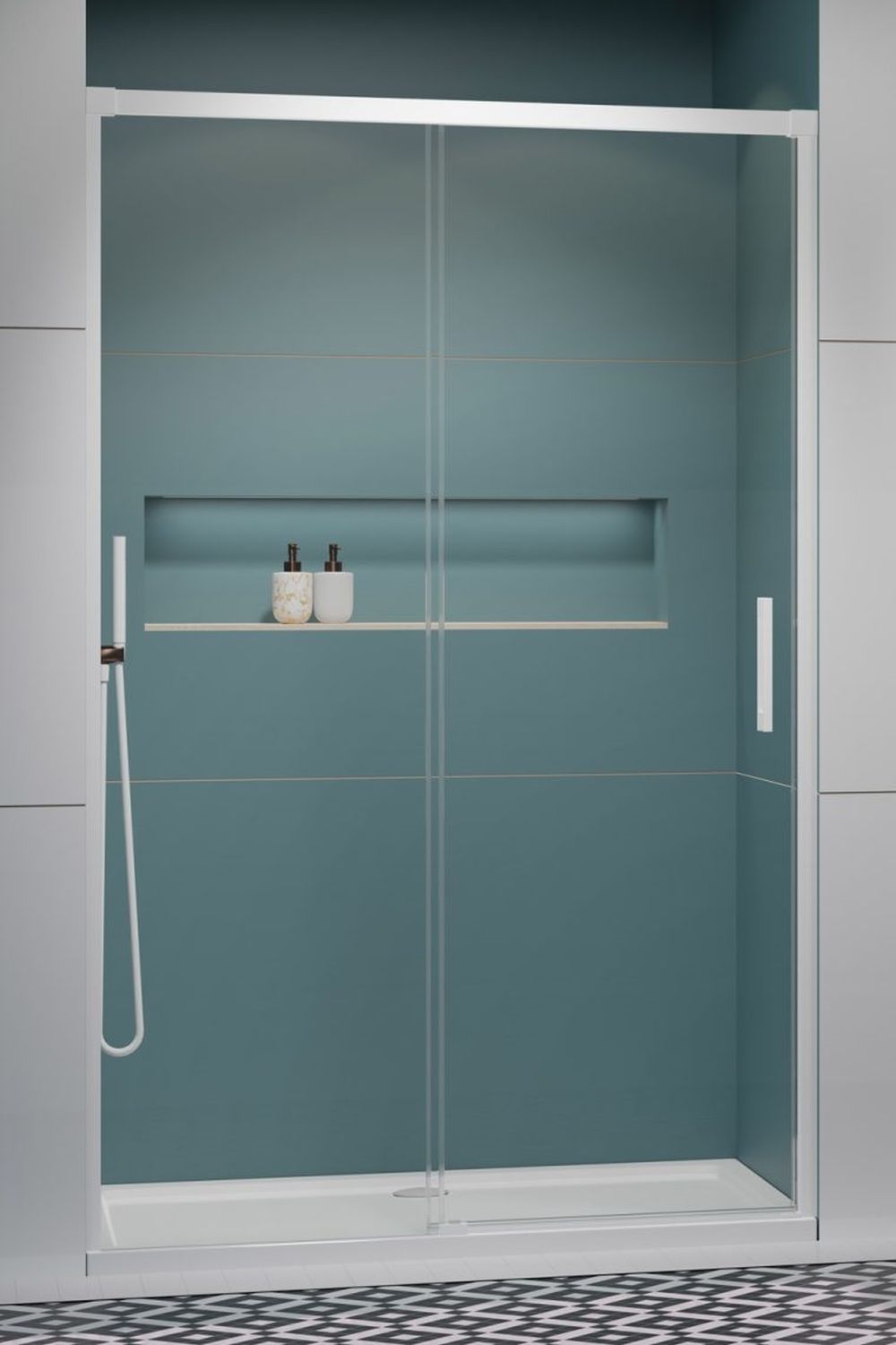 Radaway Idea White DWJ drzwi prysznicowe 130 cm wnękowe lewe biały mat/szkło przezroczyste 387017-04-01L