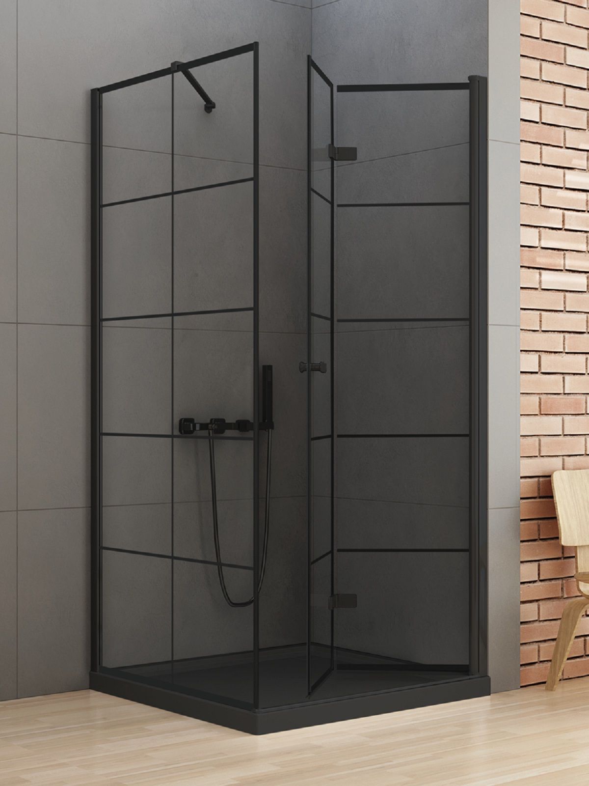 New Trendy New Soleo Black kabina prysznicowa 90x80 cm prostokątna czarny mat/szkło przezroczyste D-0288A/D-0121B